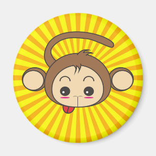 Aimant Visage de super singe sur Arrière - plan Sunburst