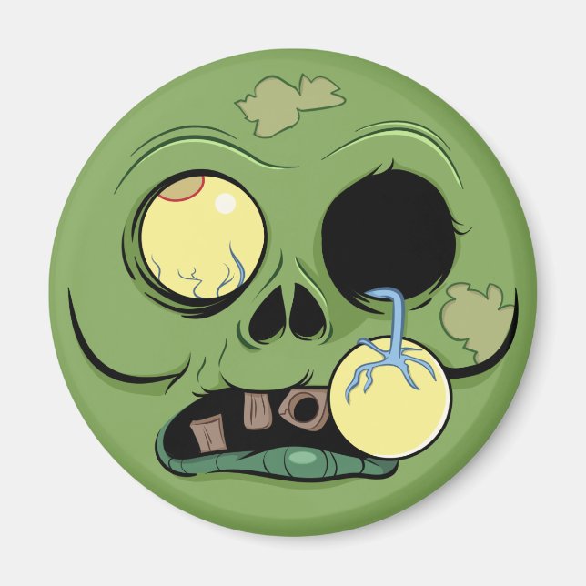 Aimant Visage de zombie avec l'oeil qui se détache (Devant)