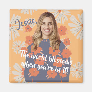 Aimant Visage drôle Belle Fleur Nom Photo