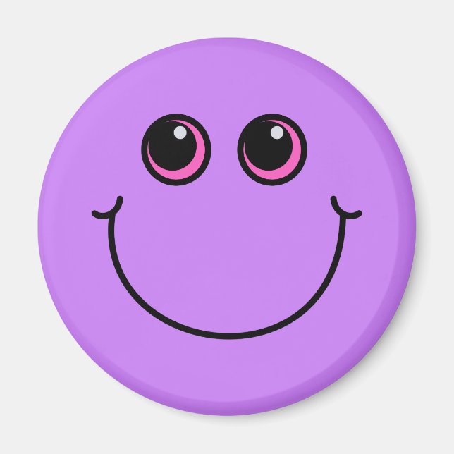 Aimant Visage Emoji Violet Souriant (Devant)