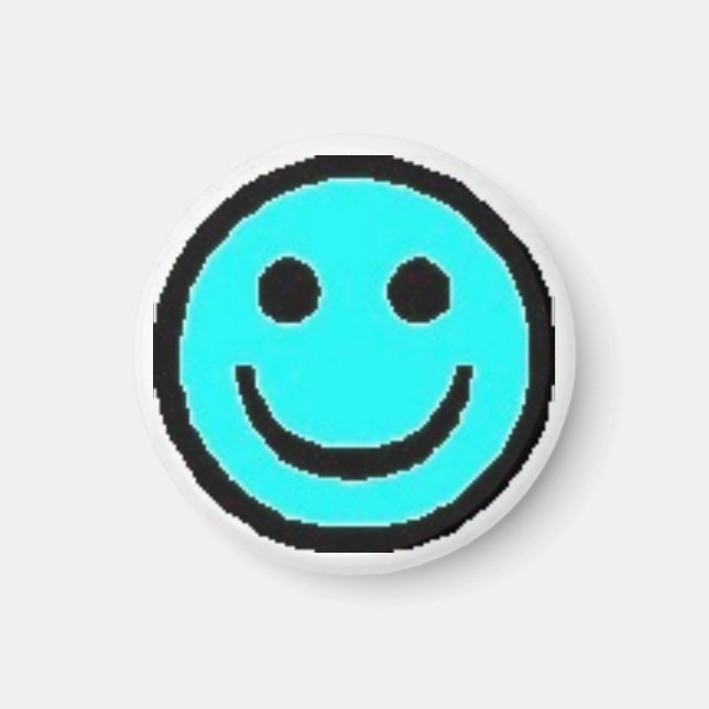 Aimant Visage heureux bleu clair (Devant)