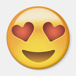 Aimant Visage souriant avec les yeux en forme de coeur Em