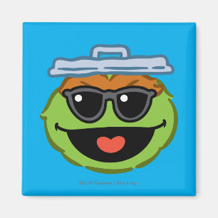 Aimant Visage souriant Oscar avec lunettes de soleil