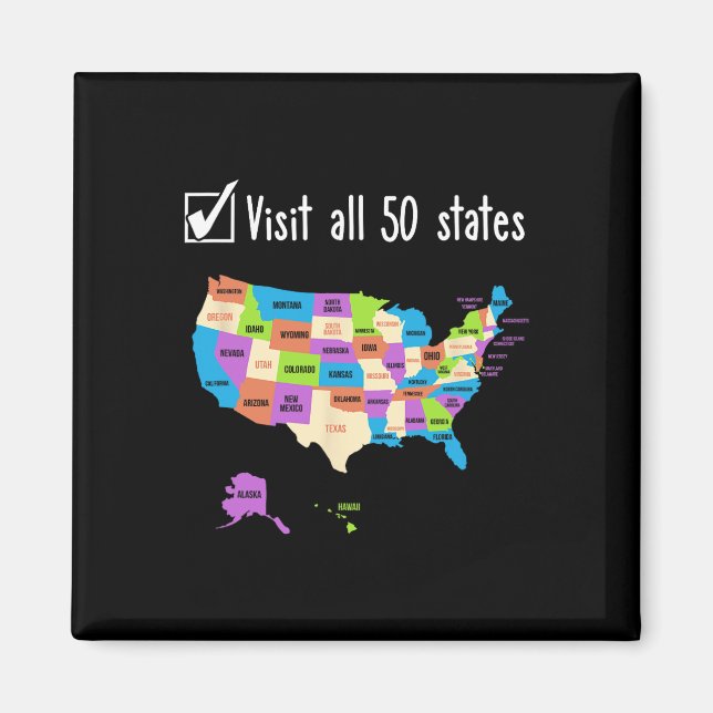 Aimant Visitez La Liste Des 50 États Cadeaux Usa Bucket L (Devant)