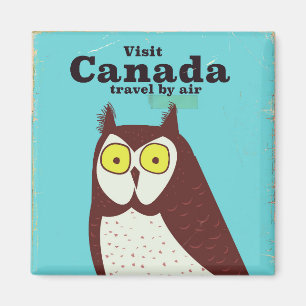 Aimant Visitez l'affiche du hibou du Canada