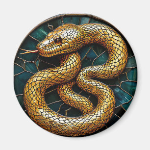 Aimant Vitrail serpent doré