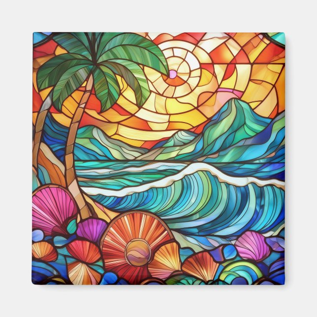 Aimant Vitrail tropical (Devant)
