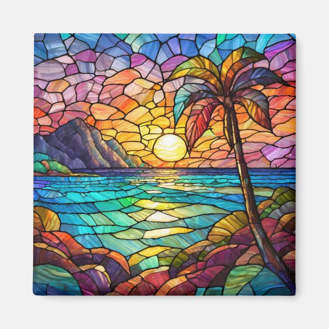 Aimant Vitrail tropical (Devant)