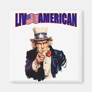 Aimant Vivez l'idole américaine Uncle Sam magnit carré