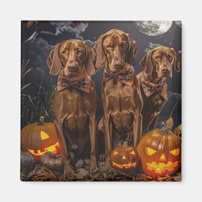 Aimant Vizsla Halloween Éffrayant (Devant)