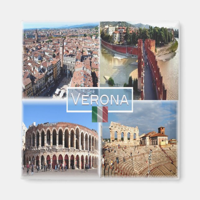 Aimant VNT009 VERONA, Mosaïque, Vénétie, Italie, Réfrigér (Devant)