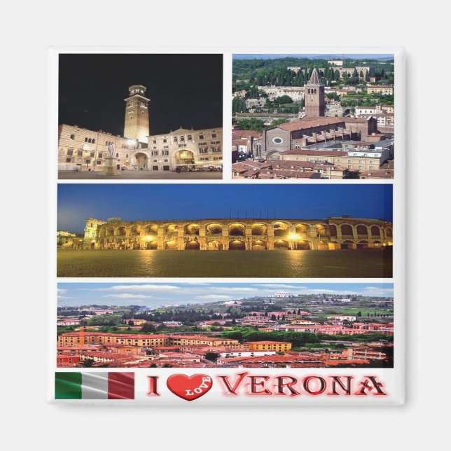 Aimant VNT090 VERONA I Love, Mosaic, Italie. Réfrigérateu (Devant)