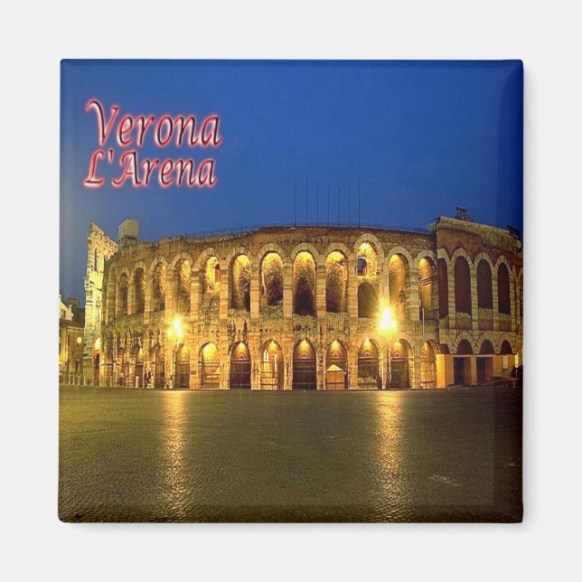 Aimant VNT096 VERONA, ARENA à la nuit, Italie, Frigo (Devant)