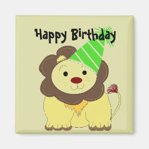 Aimant Vœux d'anniversaire de lion mignon