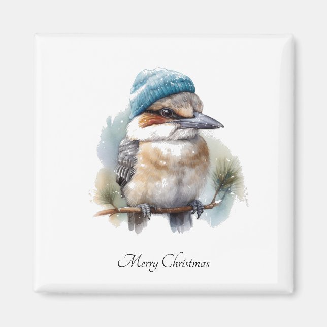 Aimant Vœux de Kookaburra d'hiver, personnalisé (Devant)