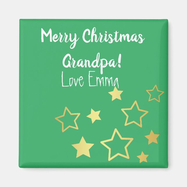 Aimant Voeux De Noël Pour Grand-Père Avec Des Étoiles D'O (Devant)