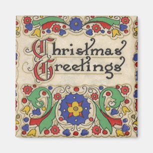 Aimant Vœux de Noël vintage avec bordure décorative