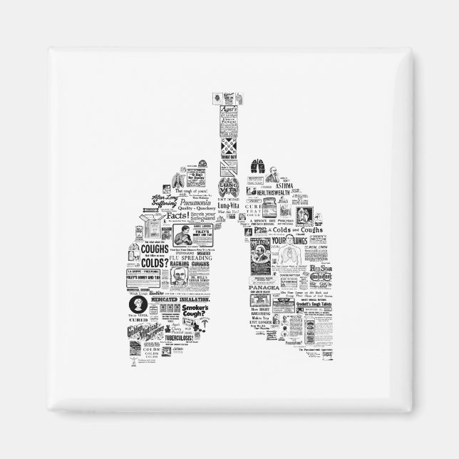 Aimant Voies respiratoires vintages pulmonologie poumons  (Devant)