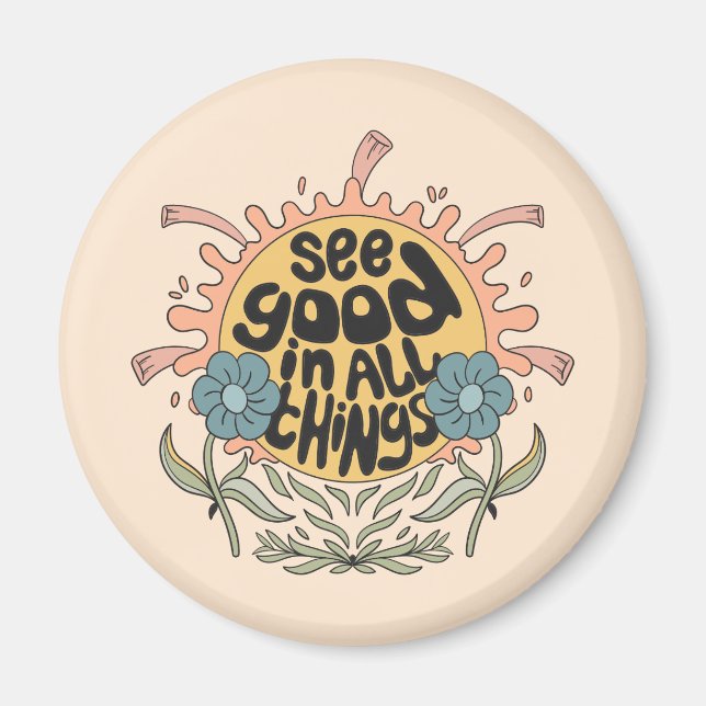 Aimant Voir le bon dans toutes les choses Hippie Graphic (Devant)