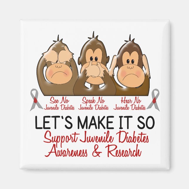 Aimant Voir Parler Entendre Pas De Diabète Juvénile 2 (Devant)