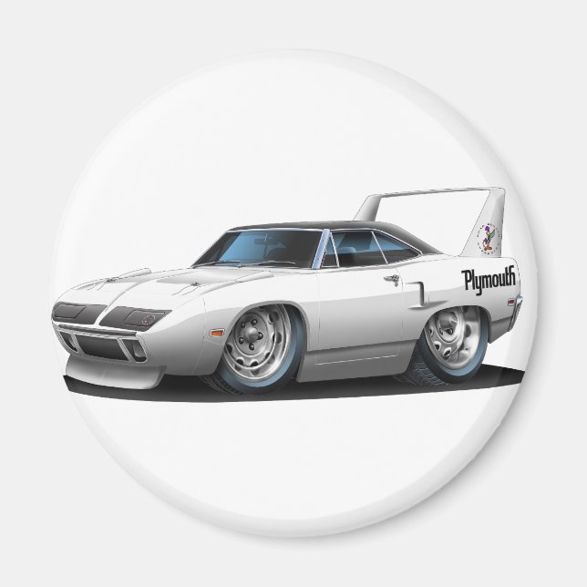 Aimant Voiture blanche Plymouth Superbird 1970 (Devant)