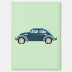 Aimant voiture cool bleu rétro avec des menottes