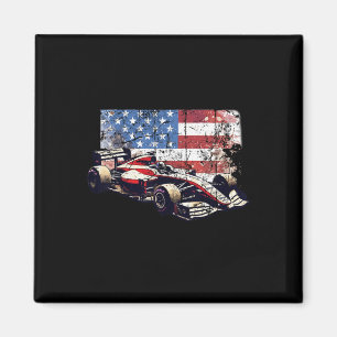 Aimant Voiture de course automobile vintage drapeau améri