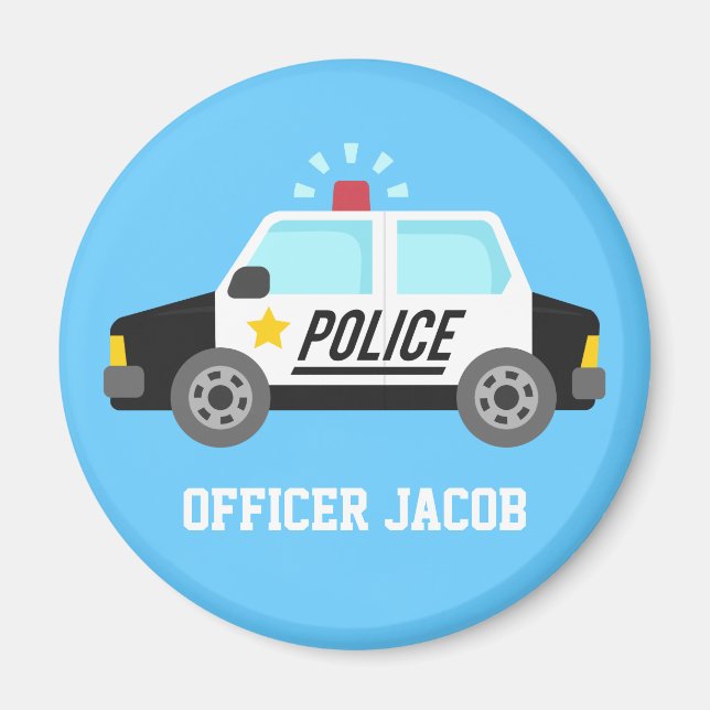 Aimant Voiture de police avec Siren Officier Enfants Pers (Devant)
