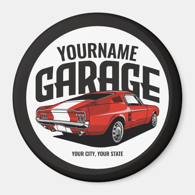 Aimant Voiture Muscle Personnalisée 1967 Garage Fastback  (Devant)