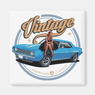 Aimant Voiture musculaire vintage des 60 ans