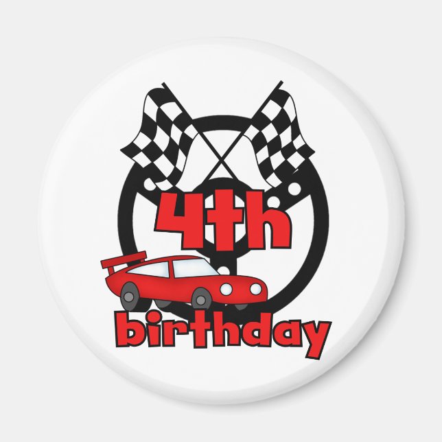 Aimant Voiture Racing 4e Anniversaire Tshirts et cadeaux (Devant)