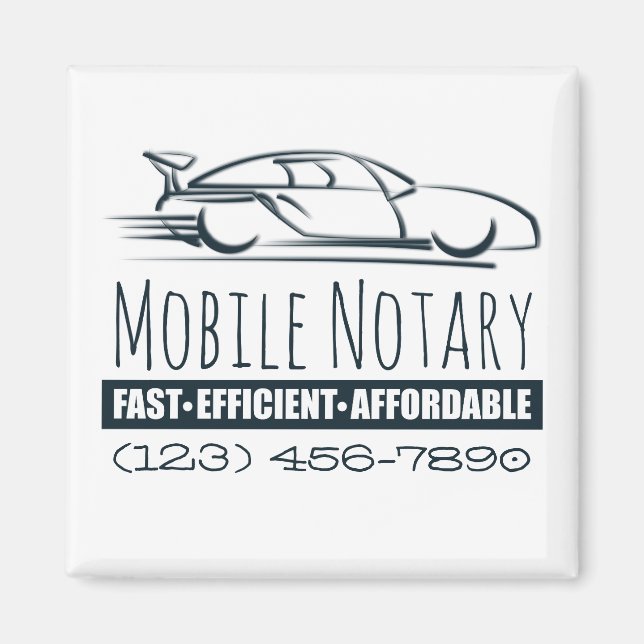 Aimant Voiture rapide publique Notaire Mobile avec numéro (Devant)