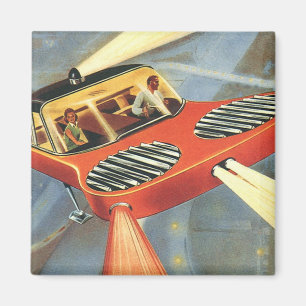 Aimant Voiture volante de science-fiction vintage