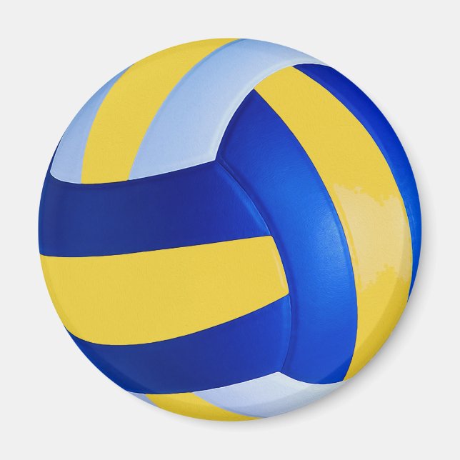 Aimant Volley-ball bleu et jaune (Devant)