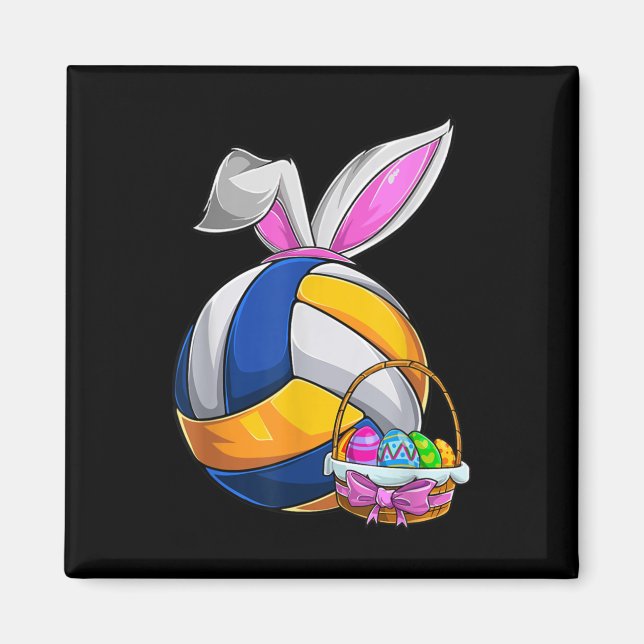Aimant Volley-ball Lapin de Pâques OEufs de Pâques Chasse (Devant)
