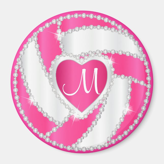 Aimant Volley-ball Monogram White et Hot Pink Diamond (Devant)