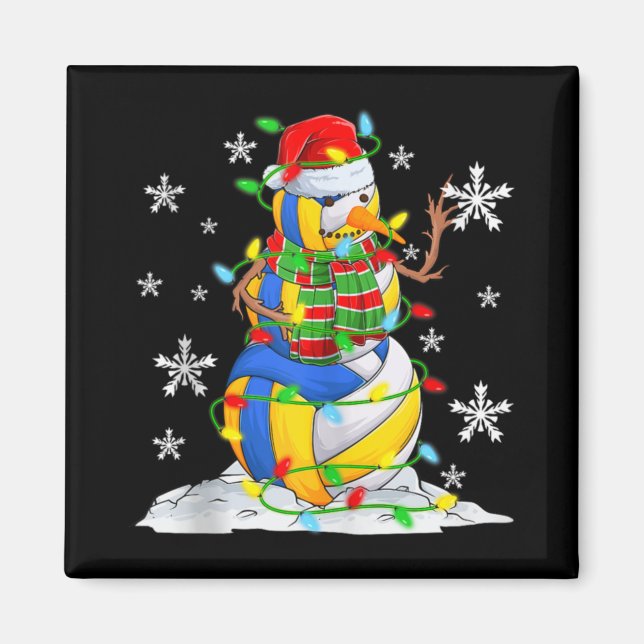 Aimant Volleyball Snowman Christmas Tree Lights Xma T Shi (Devant)