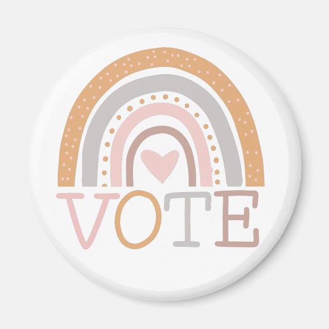 Aimant Vote | Cute Pastel Rainbow Text Design (Devant)