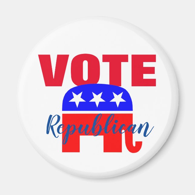 Aimant VOTE Républicain avec éléphant patriotique (Devant)