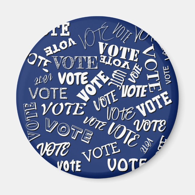 Aimant Vote texte police motif élection blanc bleu (Devant)