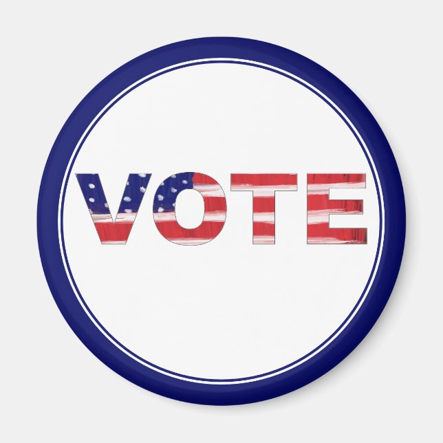 Aimant Voter Le Texte Dans Les Couleurs Du Drapeau Bleu (Devant)