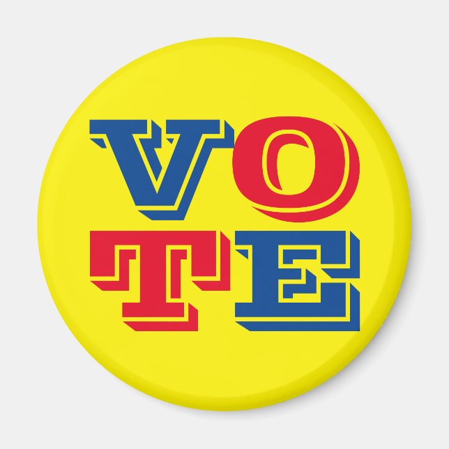Aimant VOTER Texte personnalisé et couleurs bleu rouge ja (Devant)