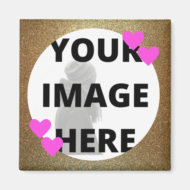 Aimant Votre image Gold Glittery Hearts (Devant)