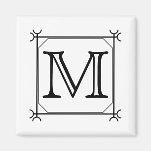 Aimant Votre lettre. Monogramme fait sur commande. Noir