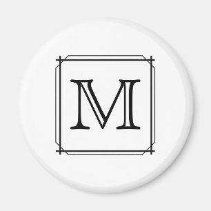 Aimant Votre lettre. Monogramme personnalisé.Noir et bla