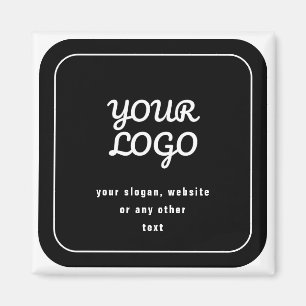 Aimant Votre Logo & Slogan ou autre texte Noir et blanc