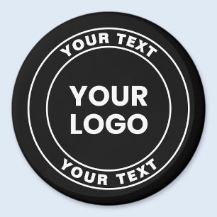 Aimant Votre logo téléchargé + texte circulaire gras 