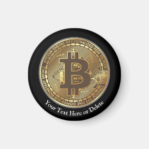 Aimant Votre monnaie de chiffrement Bitcoin d'or Texte/Co