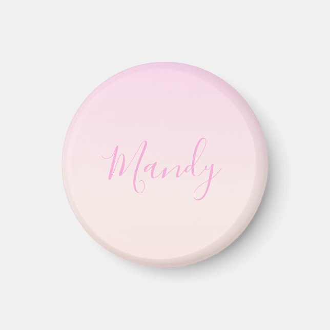 Aimant Votre texte | Élégant Script & Soft Blush Pink Omb (Devant)