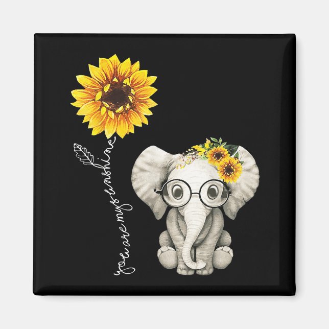 Aimant Vous Êtes Mon Sunshine Hippie Sunflower Elephant C (Devant)